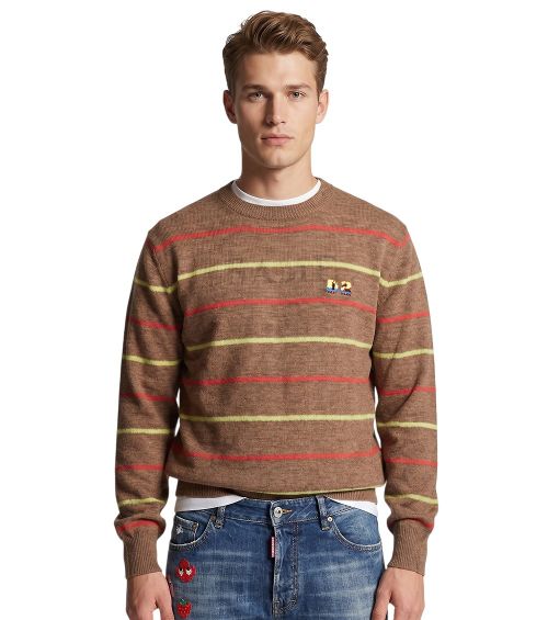 Brown Stripes Logo Sweater
