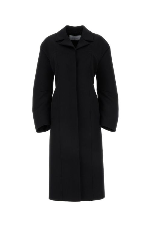 Wool-Blend Tailored Coat — Black