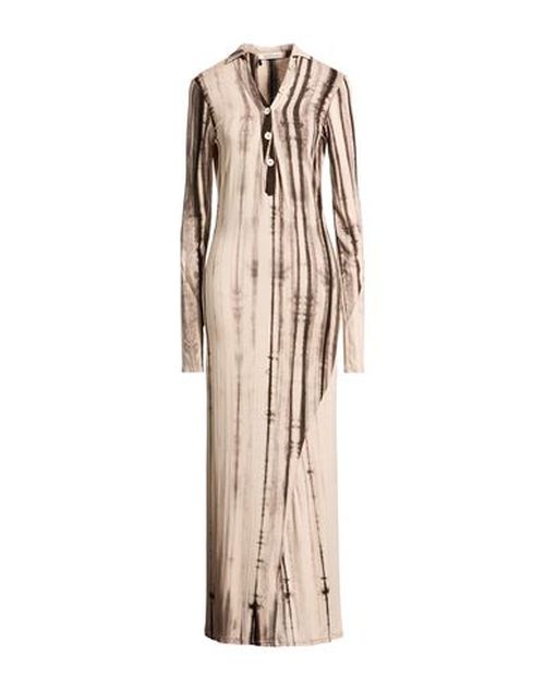 Woman Maxi dress Beige Size 4 Cotton, Elastane