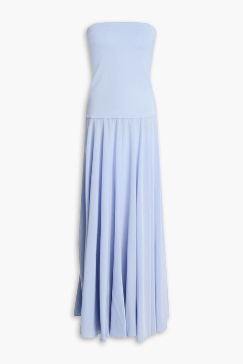 Illi strapless stretch-knit and silk-crepe maxi dress - Blue - UK 10