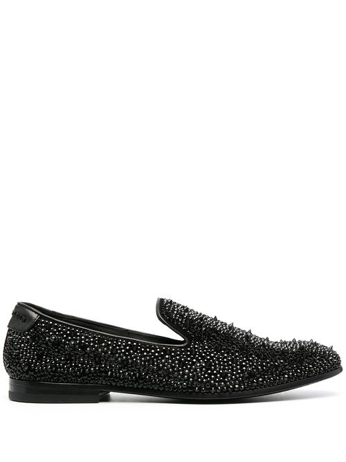 Studded leather loafers - Black