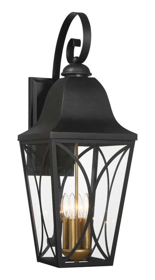 Sand Coal And Olden Brass Four Light Outdoor Wall Mount from the Cardigan Collection