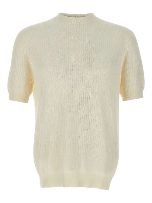 Ribbed short-sleeve top - Neutrals