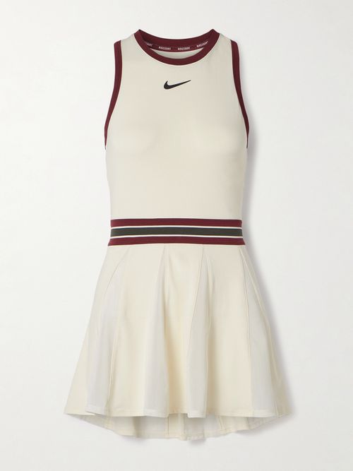 Court Slam Mesh-trimmed Dri-fit Tennis Dress - Ivory