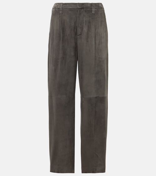 Suede straight pants