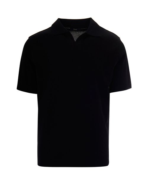 Black Solid Shirt Collar Polo