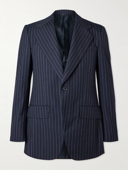 Pinstriped Wool Suit Jacket