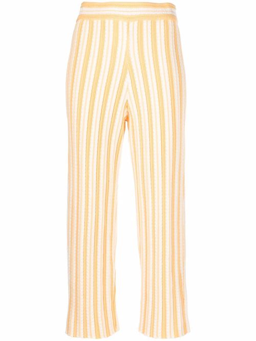 Striped cropped trousers - Yellow