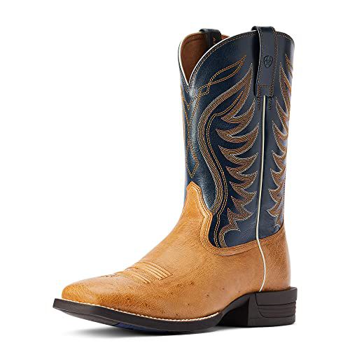 ARIAT BMVY9 Mens Reckoning Western Boot Dark Tabac Smooth Quill Ostric/Nut Brown