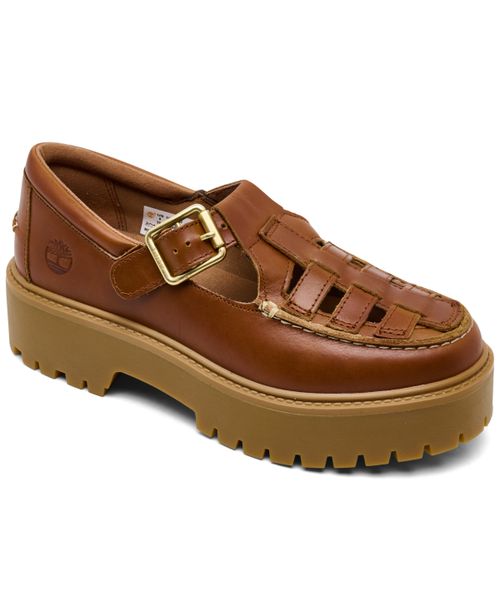 Women's Stone Street Mary Jane Platform Buckle Shoes from Finish Line - Rust Full Grain