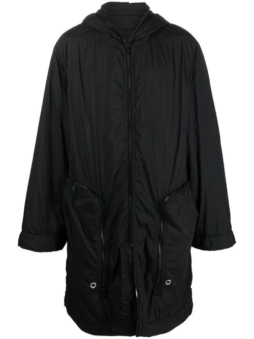 Hooded quilted coat - Black