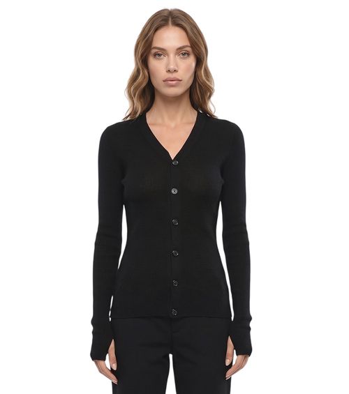 Black V Neck Cardigan