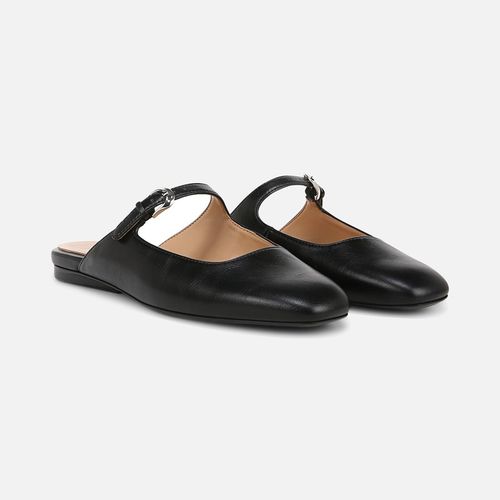 Apple Mary Jane Mule Shoes, Black Faux Leather