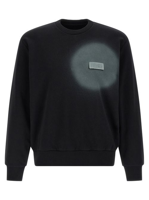 Numeric Signature Patch Cotton Sweatshirt — Black
