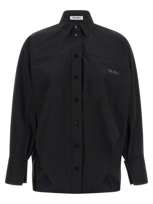 Shaped-Hem Cotton Shirt — Black