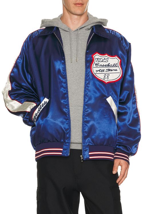 Needles Stadium Jacket Poly Sateen in Navy - Blue. L also in M
