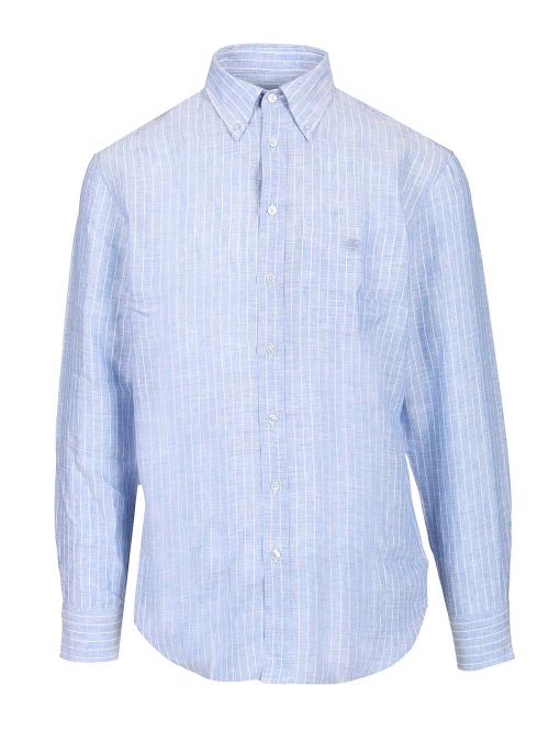 Striped Linen Shirt Shirts Light Blue