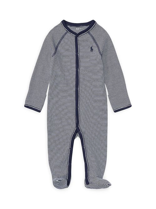 Baby Boy's Striped Cotton Jersey Footie - French Navy