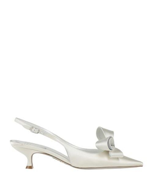 Rene' Caovilla Woman Pumps Ivory Size 10 Textile fibers