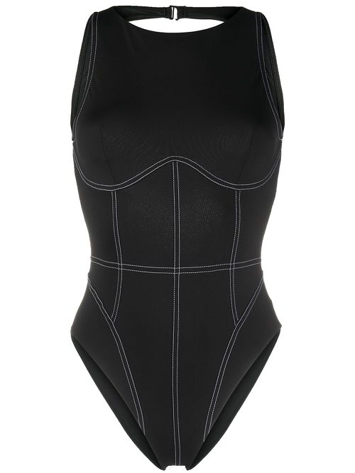 Open-back one-piece swimsuit - Black