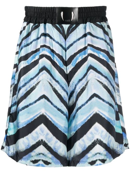 Zebra print elasticated waistband shorts - Blue