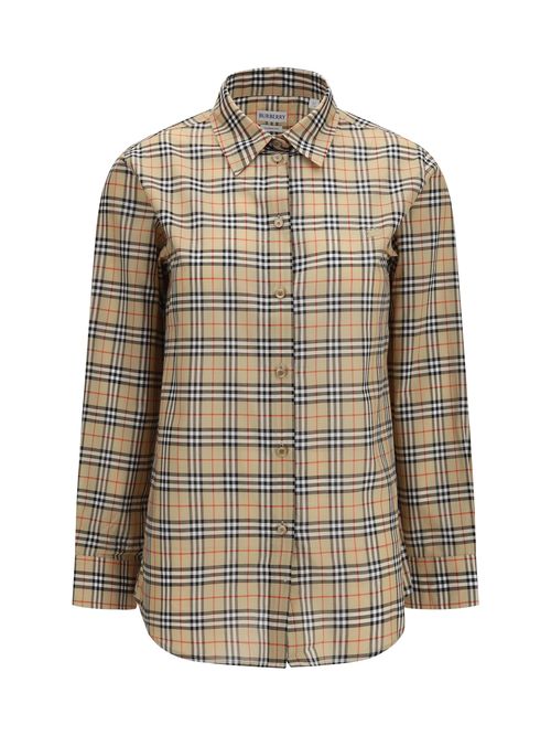 Check Cotton Shirt — Beige