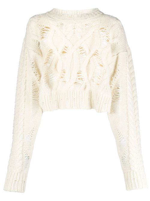 Cable-knit cropped jumper - White
