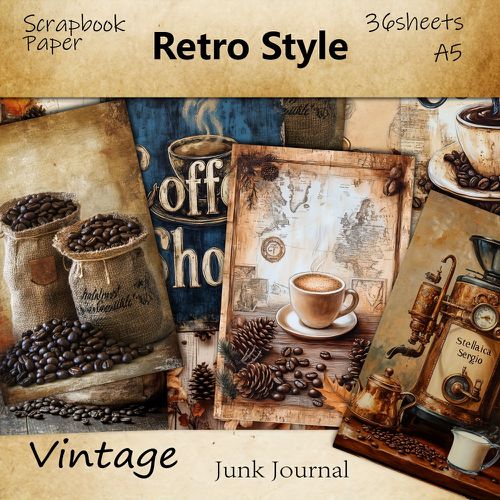 TEMU 36 Sheets A5 Vintage-style Journal Paper Featuring A Primitive And Dilapidated Charm, Ideal For Handicraft Decoration, Magazine, And Craft