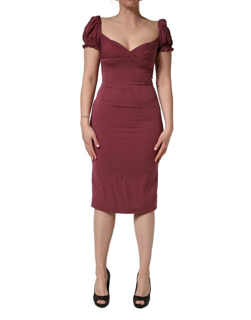 Silk Sweetheart Sheath Dress — Burgundy