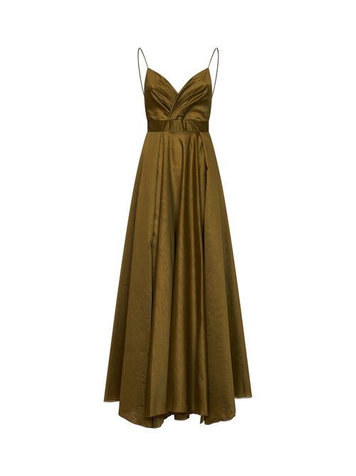 Lyocell Blend Wrap-Front Dress — Green