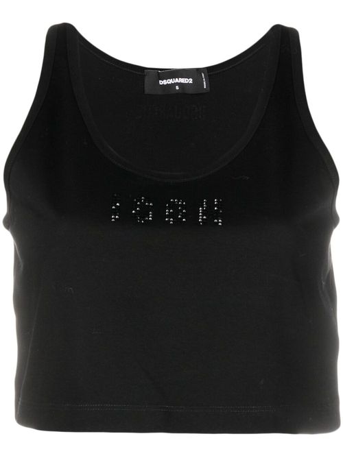 Sleeveless logo-embellished crop top - Black