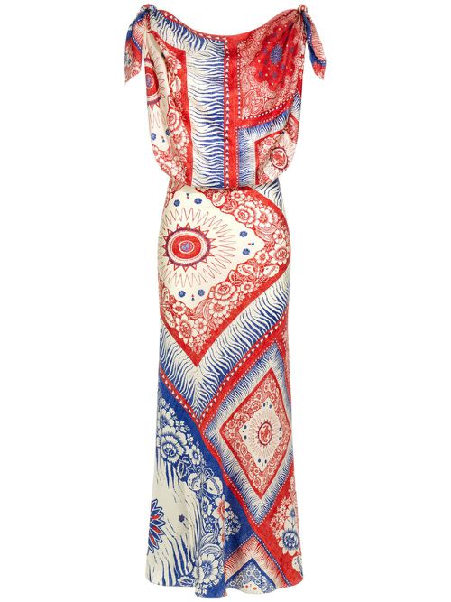 Bandana print silk dress - Red