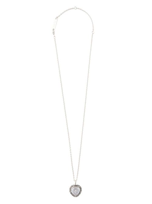 Heart-pendant silver necklace