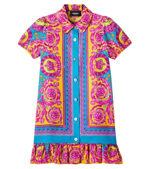 Electric Barocco silk twill shirt dress