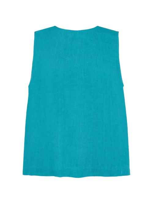 100% Linen Tank Top — Turquoise