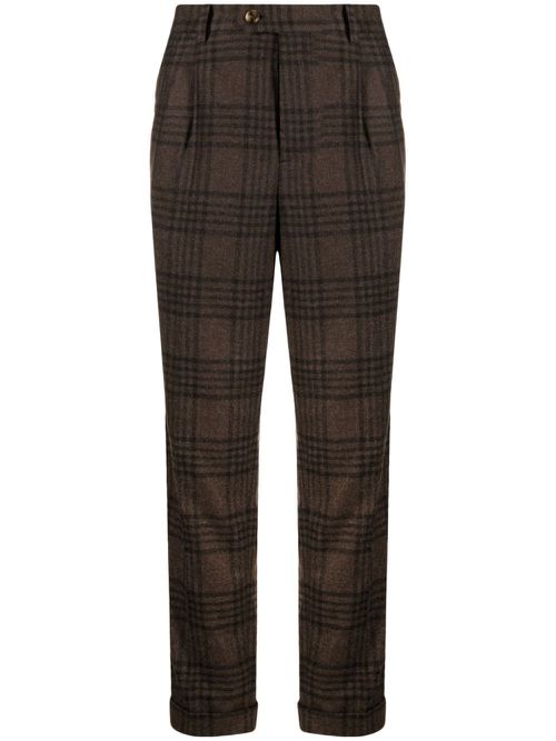 Prince of Wales slim-cut trousers - Brown