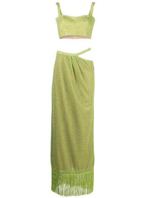 Cut-out metallic maxi dress (set of two) - Green
