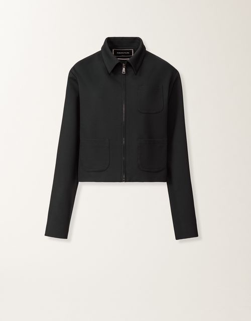 Boxy jacket in midnight blue Milano stitch jersey