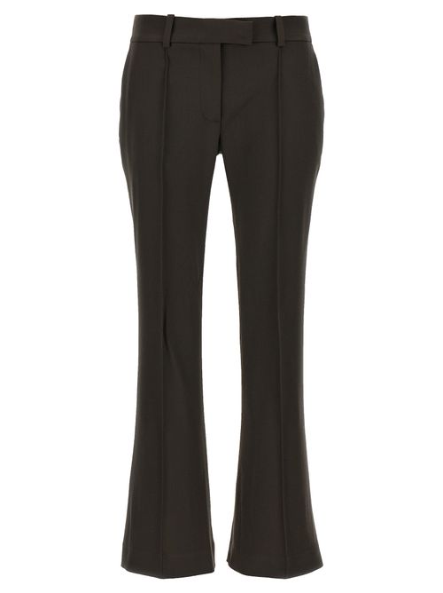 Virgin Wool Flared Trousers — Brown
