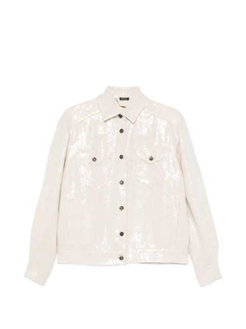 Sequin-Embellished Jacket — Cream