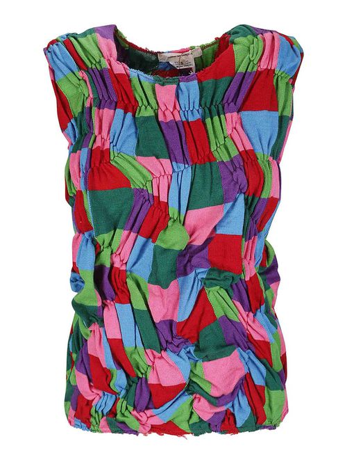 Mixed gathered top