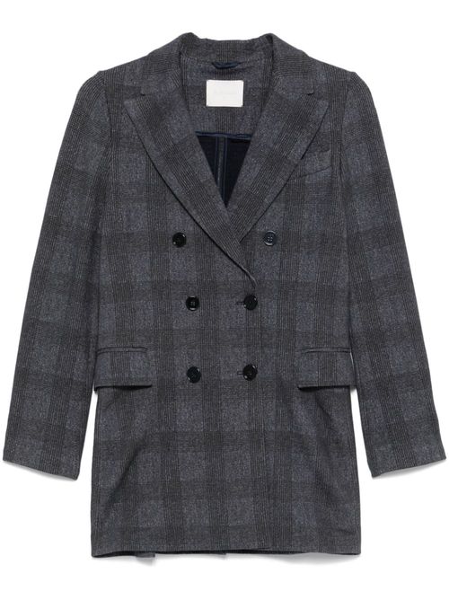 Double-Breasted Check Blazer — Charcoal