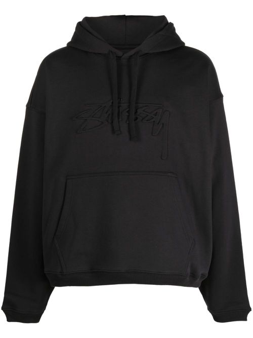 Logo-print cotton hoodie - Black