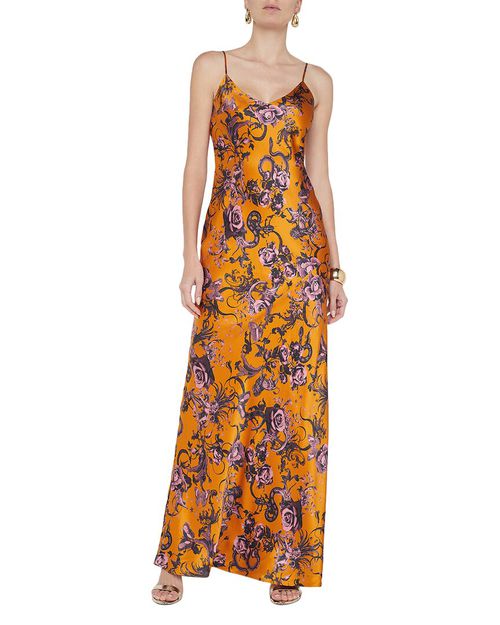 Serita Maxi V Neck Silk Bias Dress