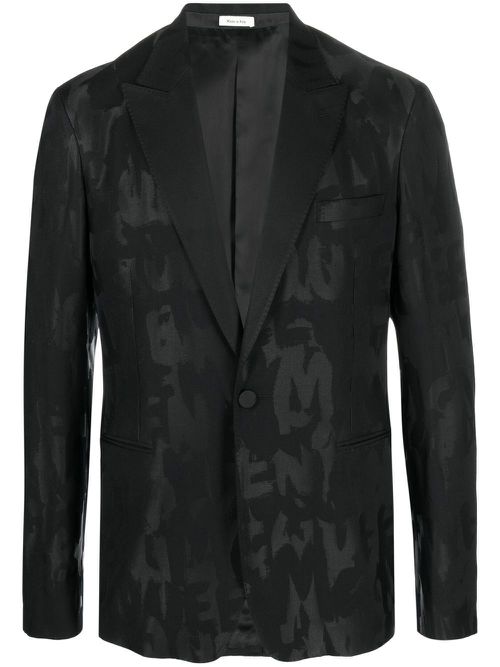 All-over logo-print blazer - Black
