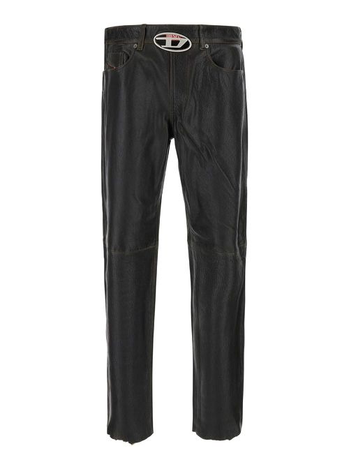 Black p-kooman Trousers In Sheepskin Leather Man