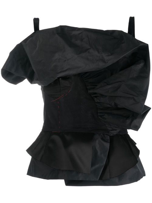 Sculptural peplum top - Black