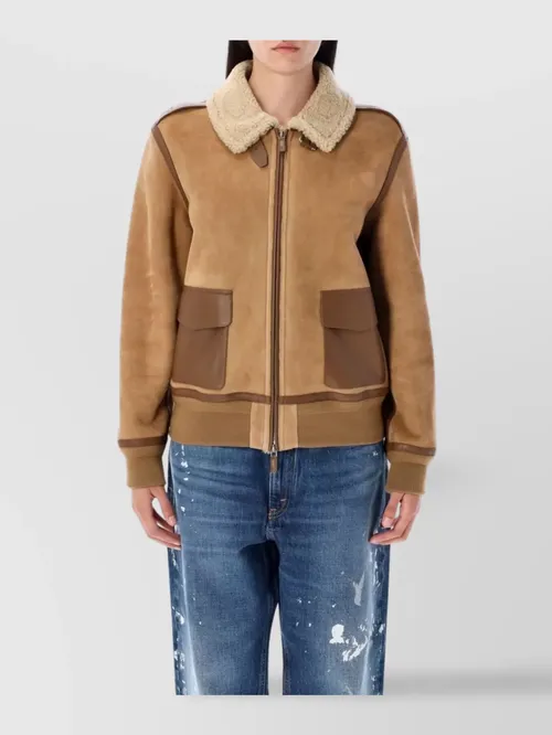 Ralph Lauren - shearling jacket contrast tri