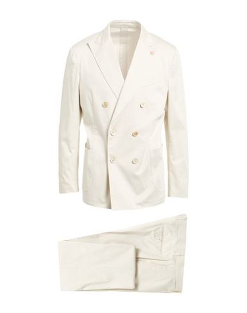Man Suit Ivory Size 40 Cotton, Elastane