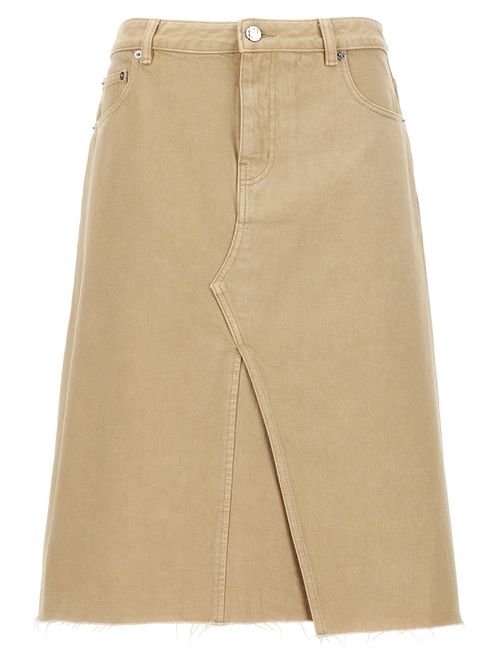Deconstructed Cotton Denim Skirt — Beige